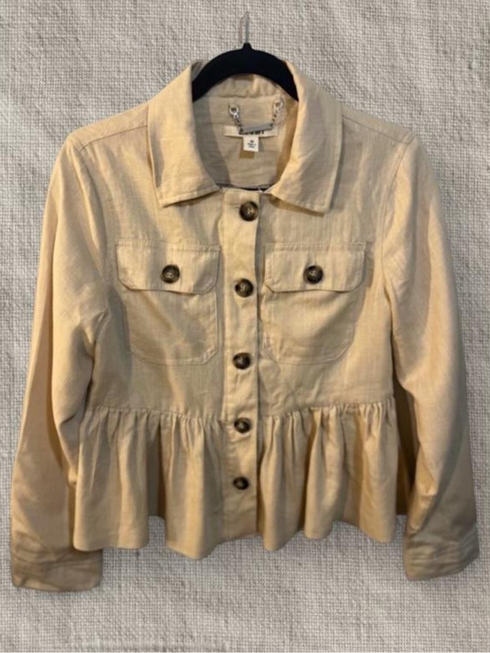 miami Cream Peplum Button-Up Jacket